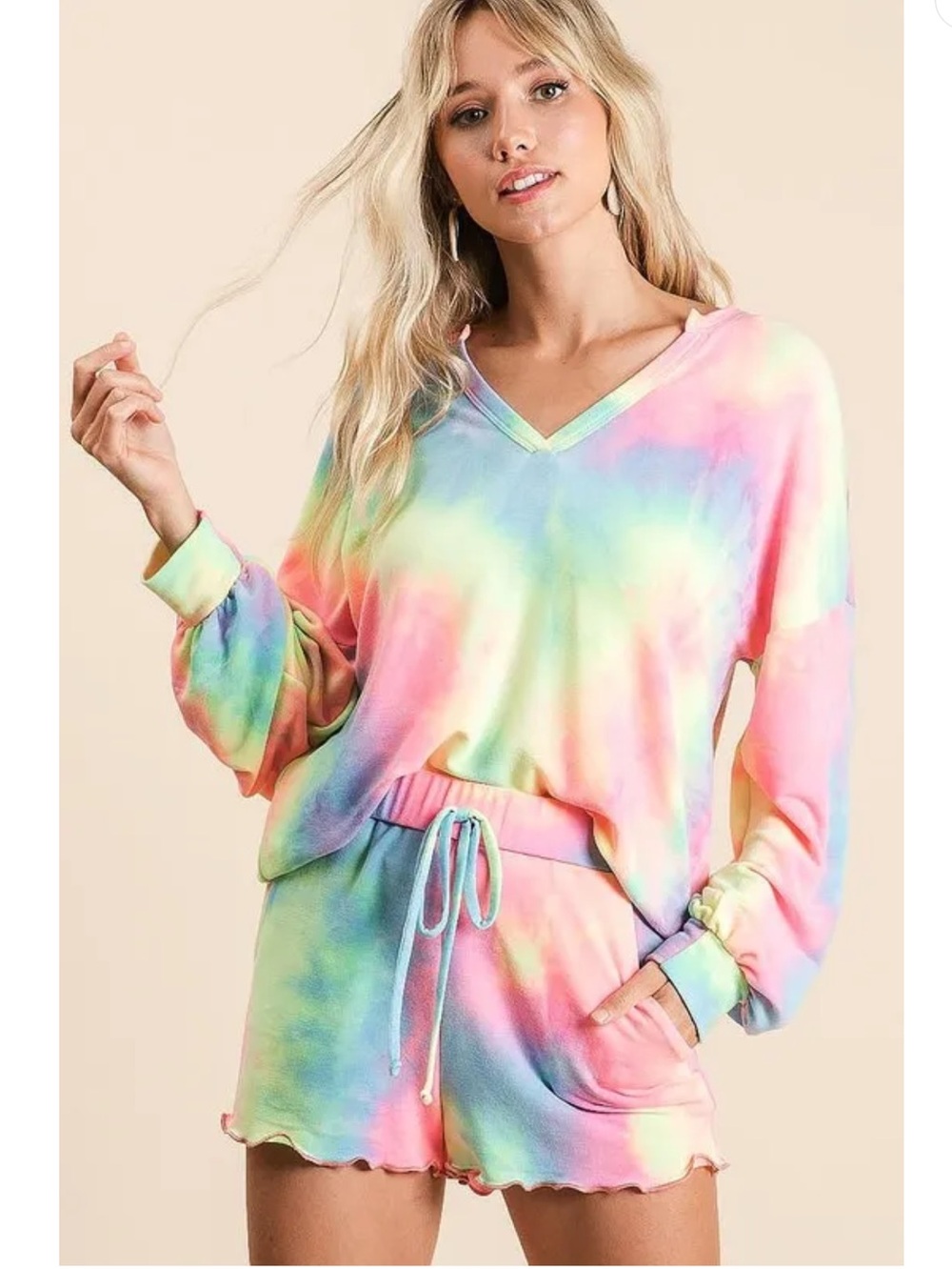 NIP BiBi 2 pc Tie Dye French Terry Top & Shorts Set